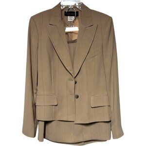 Harve Bernard Vintage Women's 2 piece skirt suit light beige pinstripe NWT sz 10
